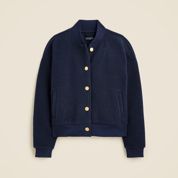 J.Crew 'Boucl�' Navy Bomber Jacket Size M - NWT